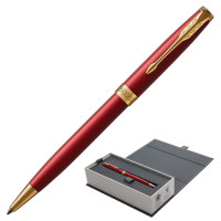 Ручка шариковая PARKER "Sonnet Core Intense Red Lacquer GT", корпус красный глянцевый лак, позолоченные детали, черная, 1931476 Ручка шариковая PARKER "Sonnet Core Intense Red Lacquer GT", корпус красный глянцевый лак, позолоченные детали, черная, 1931476