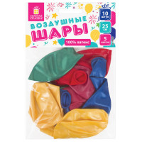 Шары воздушные ЗОЛОТАЯ СКАЗКА, 10" (25 см), КОМПЛЕКТ 10 штук, металлик, ассорти 5 цветов, пакет, 105010 Шары воздушные ЗОЛОТАЯ СКАЗКА, 10" (25 см), КОМПЛЕКТ 10 штук, металлик, ассорти 5 цветов, пакет, 105010