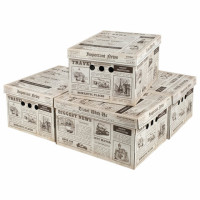 Короб для хранения из плотного микрогофрокартона 330х250х185 мм, КОМПЛЕКТ 4 шт., BRAUBERG HOME "Газета", 271814 Короб для хранения из плотного микрогофрокартона 330х250х185 мм, КОМПЛЕКТ 4 шт., BRAUBERG HOME "Газета", 271814
