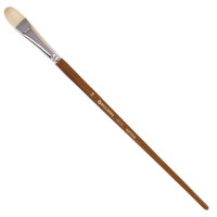 Кисть художественная профессиональная BRAUBERG ART "CLASSIC", щетина, овальная, № 18, длинная ручка, 200735