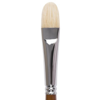 Кисть художественная профессиональная BRAUBERG ART "CLASSIC", щетина, овальная, № 18, длинная ручка, 200735