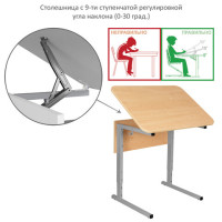 Стол-парта 1-местный, регулируемый угол, СУТ.54-01, 600х500х520-640 мм, рост 2-4, серый каркас, ЛДСП клён Стол-парта 1-местный, регулируемый угол, СУТ.54-01, 600х500х520-640 мм, рост 2-4, серый каркас, ЛДСП клён