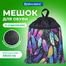 Мешок для обуви BRAUBERG БОЛЬШОЙ, с ручкой, карман на молнии, сетка, 49х41 см, "Feathers", 271057 Мешок для обуви BRAUBERG БОЛЬШОЙ, с ручкой, карман на молнии, сетка, 49х41 см, "Feathers", 271057