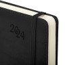 Ежедневник датированный 2024 А5 138x213 мм BRAUBERG "Optimal", под кожу, резинка-фиксатор, держатель для ручки, черный, 114973