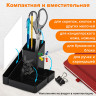 Подставка-органайзер BRAUBERG OFFICE STYLE, 4 отделения, 115х122х111 мм, черная, 238097, ОР31 Подставка-органайзер BRAUBERG OFFICE STYLE, 4 отделения, 115х122х111 мм, черная, 238097, ОР31