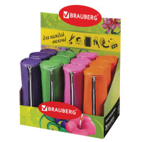 Пенал-косметичка BRAUBERG под фактурную кожу, ассорти 4 цвета, "Экзотика", 20х6х6 см, дисплей, 224041