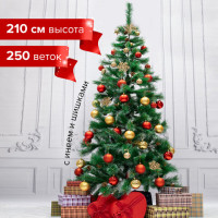 Ель новогодняя искусственная "Velvet Pinewood" 210 см, с инеем и шишками, ПВХ, ЗОЛОТАЯ СКАЗКА, 591705 Ель новогодняя искусственная "Velvet Pinewood" 210 см, с инеем и шишками, ПВХ, ЗОЛОТАЯ СКАЗКА, 591705